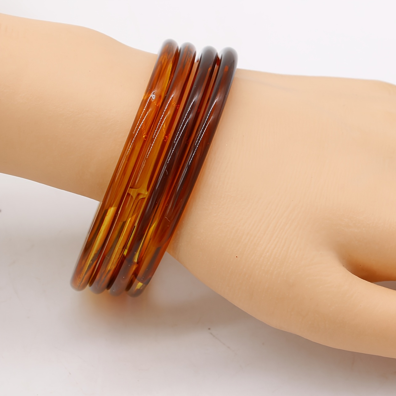 4pc Colored Cloud Mist Pattern Imitation Thin Bangle Set